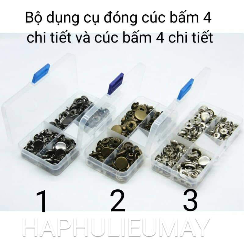 Bộ dụng cụ đóng cúc và 80 cúc bấm kim loại 4 thành phần