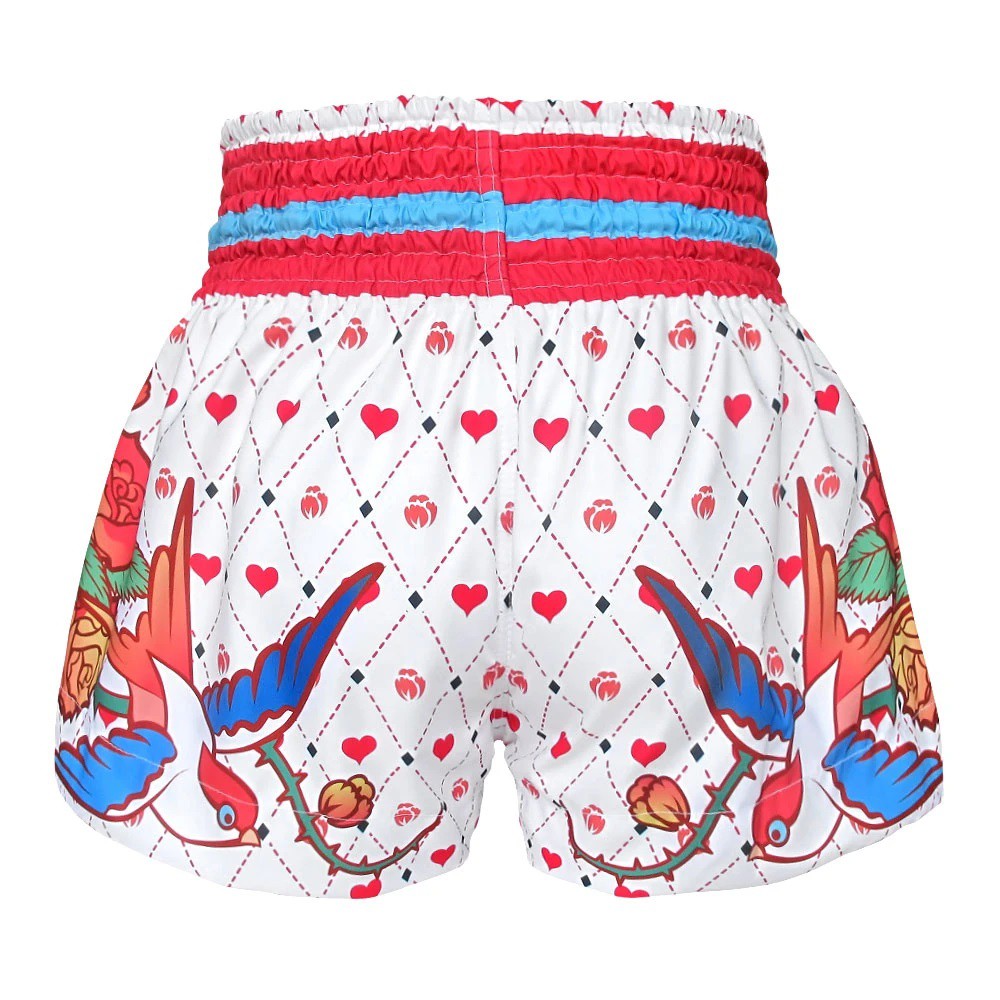 Quần Muay Thai Tuff White With Classic Rose