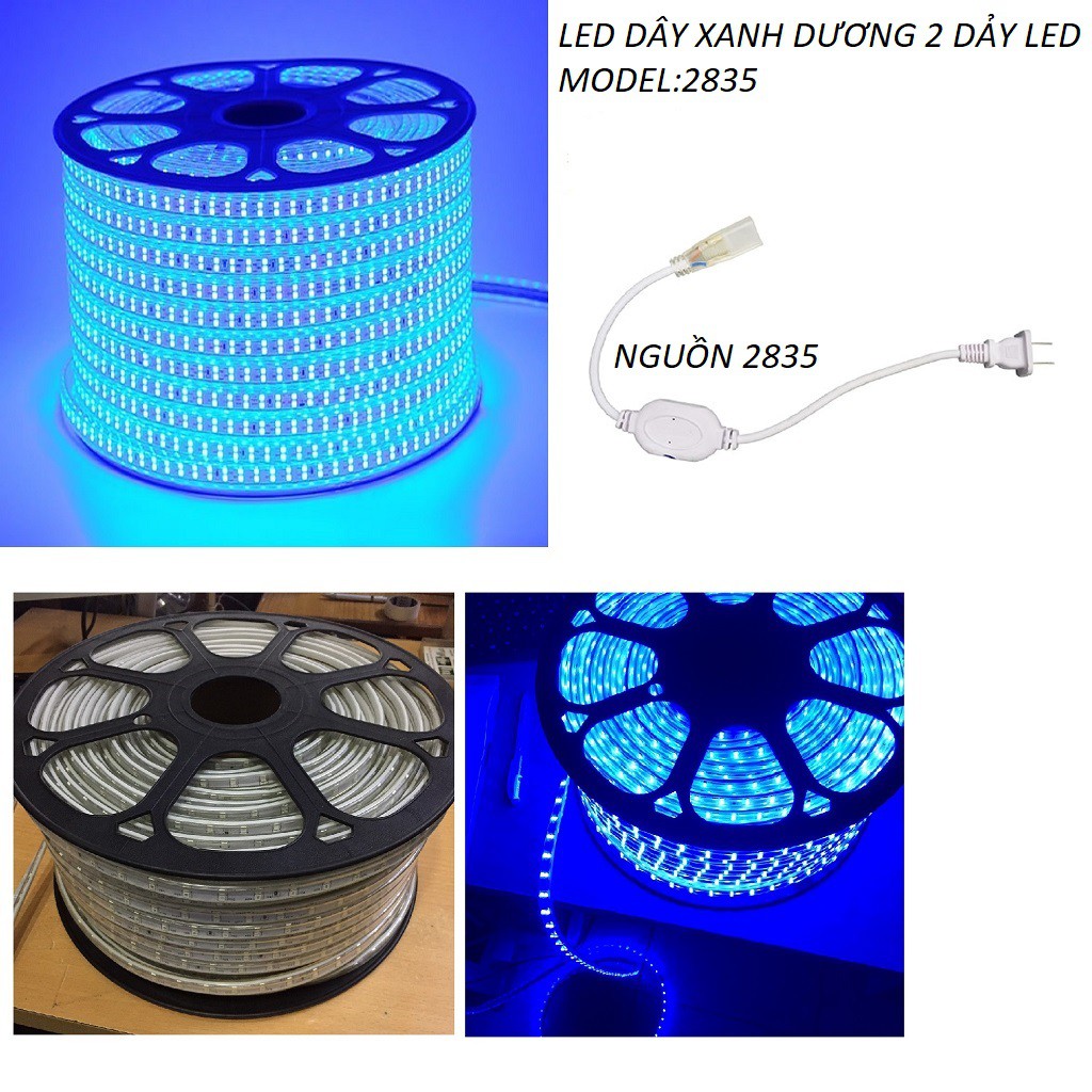 ĐÈN LED DÂY ĐÔI 2835 XANH DƯƠNG,ĐÈN LED HẮC TRẦN IP65,ĐƠN GIÁ THEO MÉT