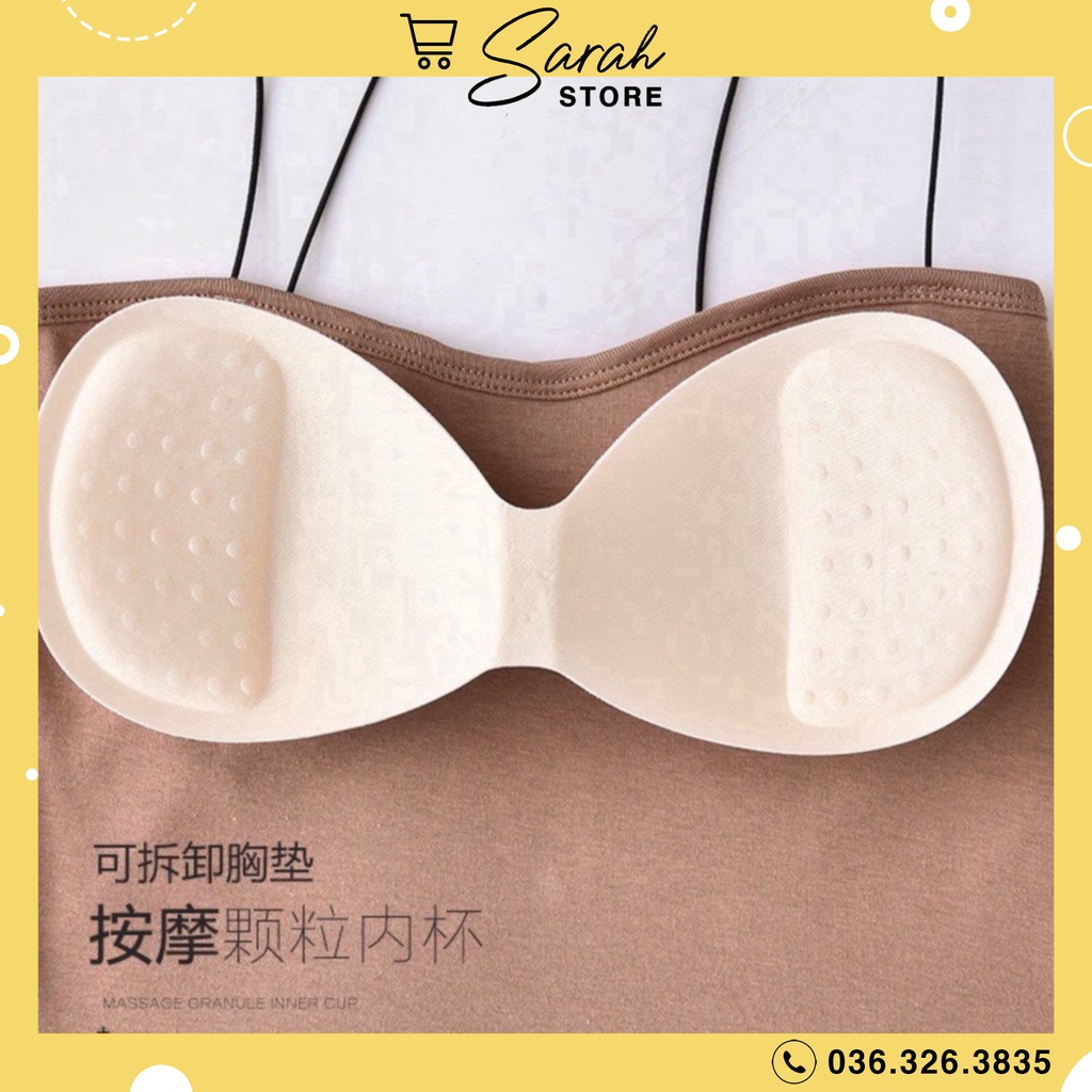 Áo 2 Dây Sợi Bún Có Đệm Ngực, 2 Dây Mảnh Dáng Lửng