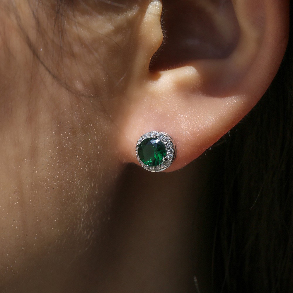 Earrings classic wild round color zircon earrings ladies fashion accessories wholesale