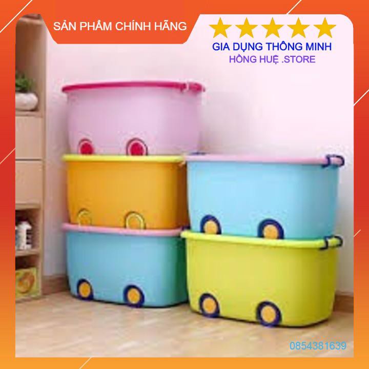 Thùng Đựng Đồ Chơi ALPHABET Bằng Nhựa An Toàn Đa Năng Có Bánh Xe Loại To – Kích Thước 58x39x31cm