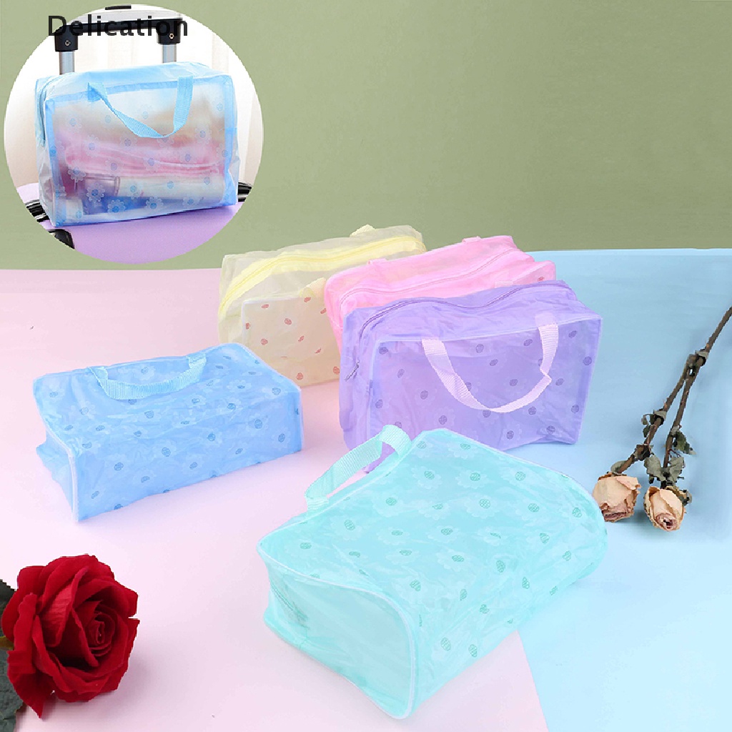 [Hàng mới về] Túi đựng mỹ phẩm trang điểm vật dụng vệ sinh cá nhân nhựa PVC trong suốt có khóa kéo dành cho du lịch