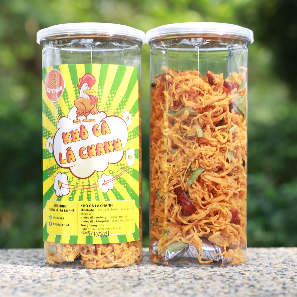 Khô Gà Lá Chanh 300g Siêu Ngon Loại 1, Có túi nhỏ dùng thử I Ăn Vặt Bate Food