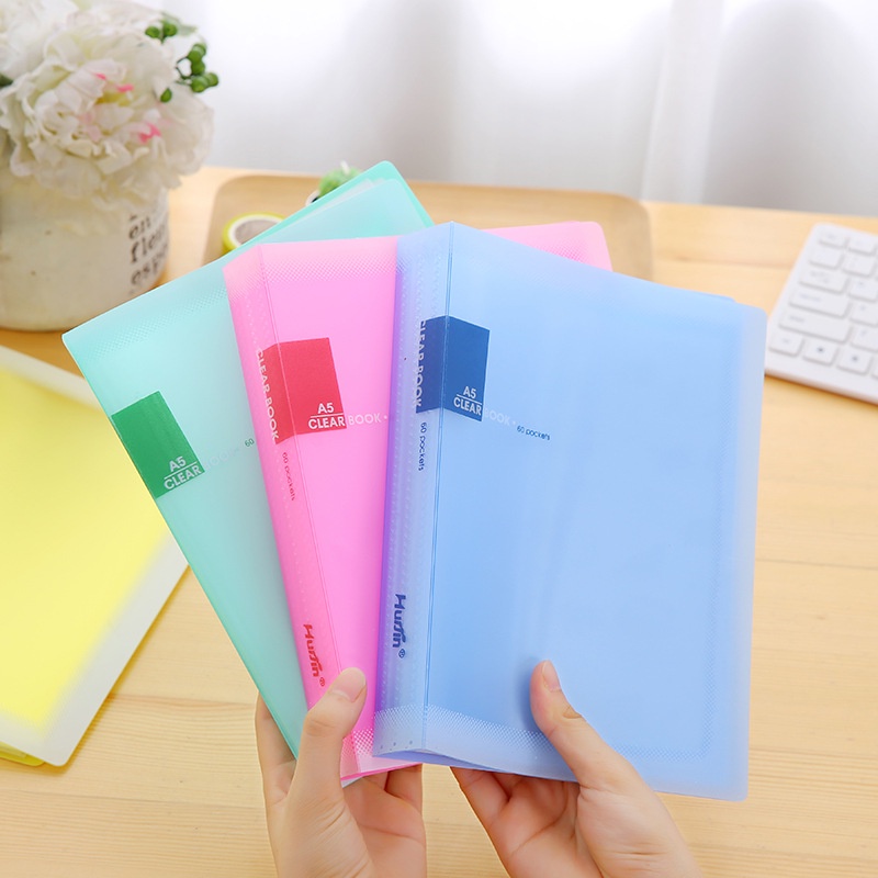 Bìa nhựa File lá Claer book khổ A5 nhiều ngăn có nhiều màu sắc dùng để đựng lài liệu Phụ kiện văn phòng phẩm HJI