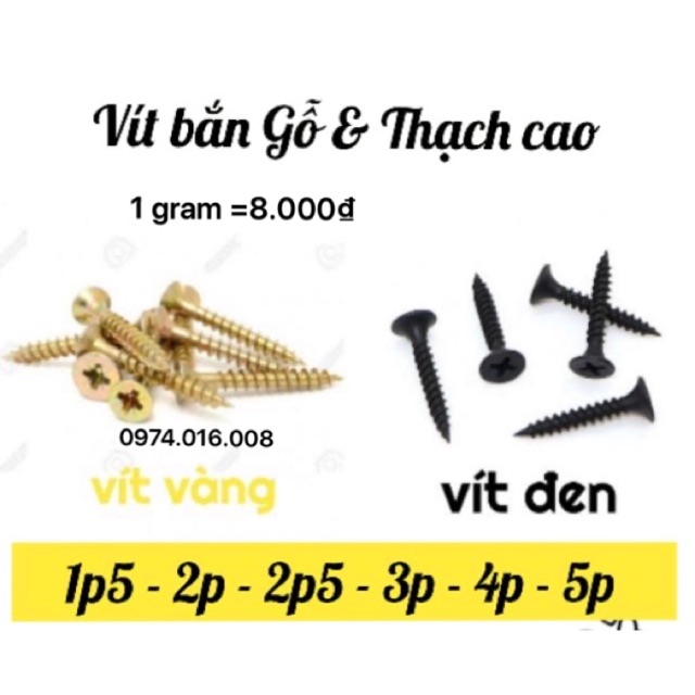 Vít bắn (bắt ) gỗ,thạch cao ( Bán theo Gram)