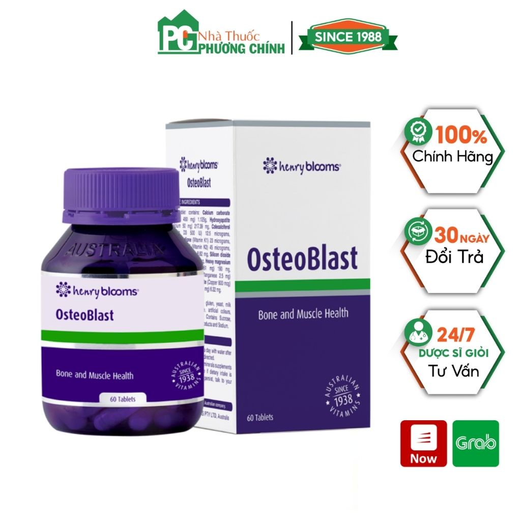 Viên Uống Canxi Henry Blooms OsteoBlast Bổ Sung Canxi Giúp Xương Chắc Khỏe & Ngăn Ngừa Loãng Xương