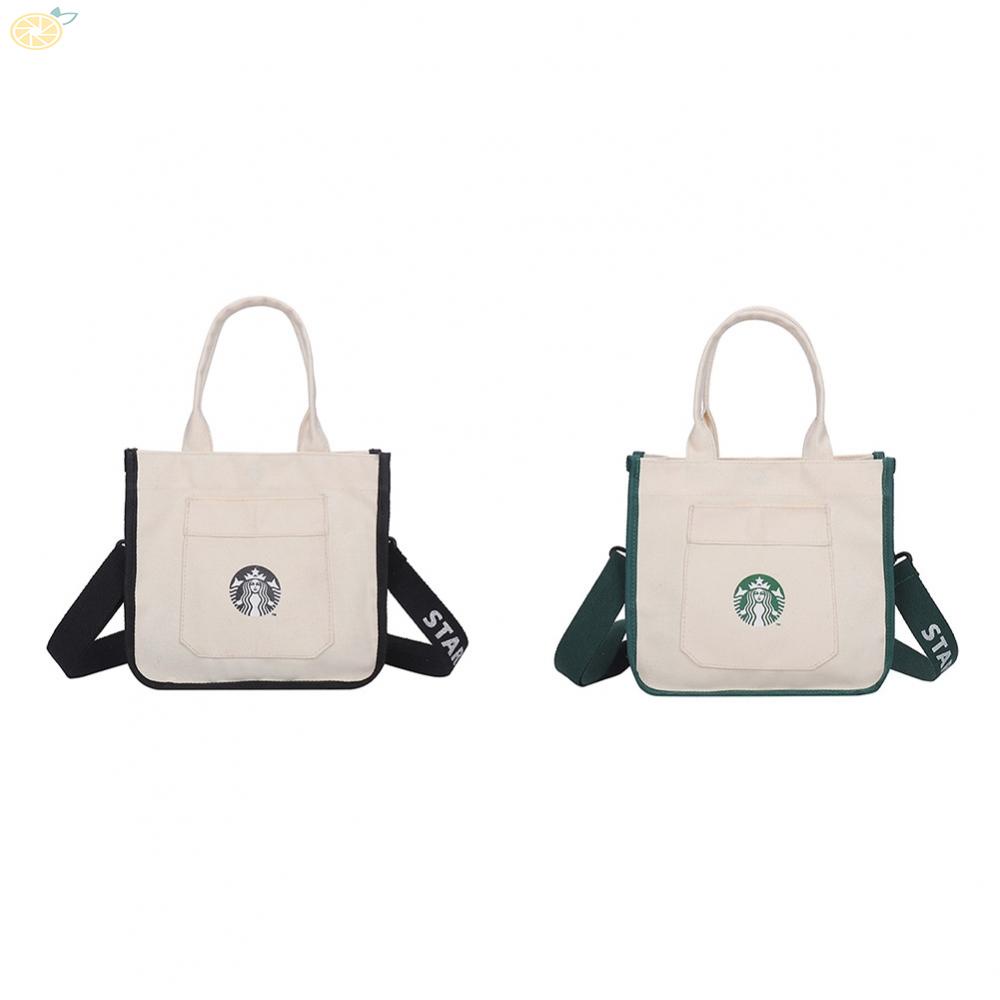 Túi Tote Vải Canvas Cỡ Lớn In Hình Starbucks Cá Tính