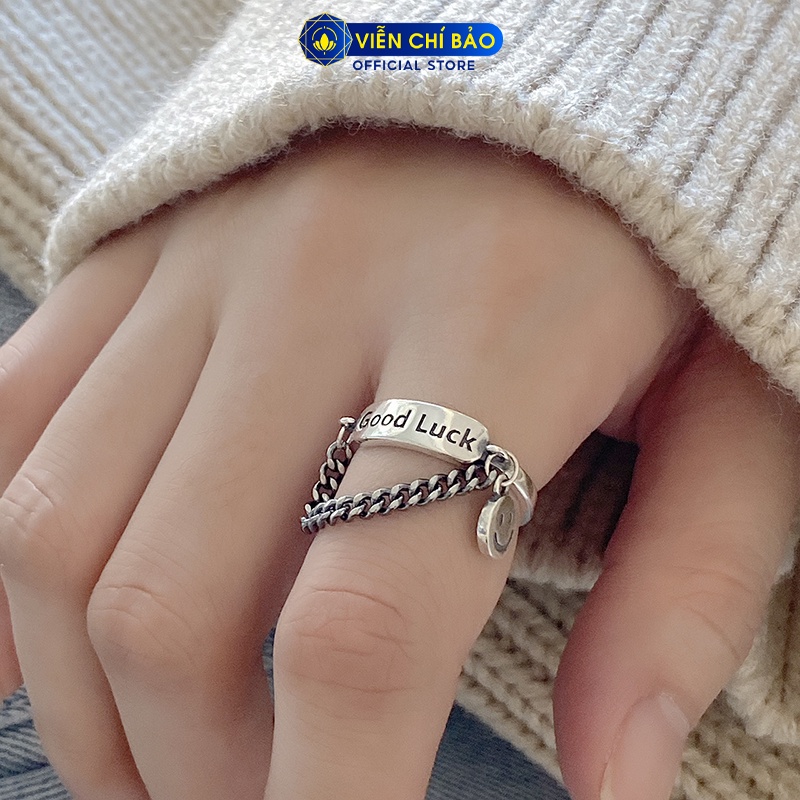 Nhẫn bạc nữ mặt cười good luck chất liệu bạc Thái 925 thời trang phụ kiện trang sức nữ Viễn Chí Bảo N000504