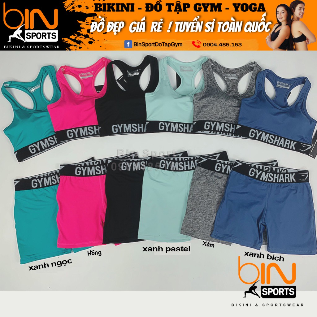 Đồ tập gym nữ, bộ áo bra kèm mút quần đùi Bin Sports BN010