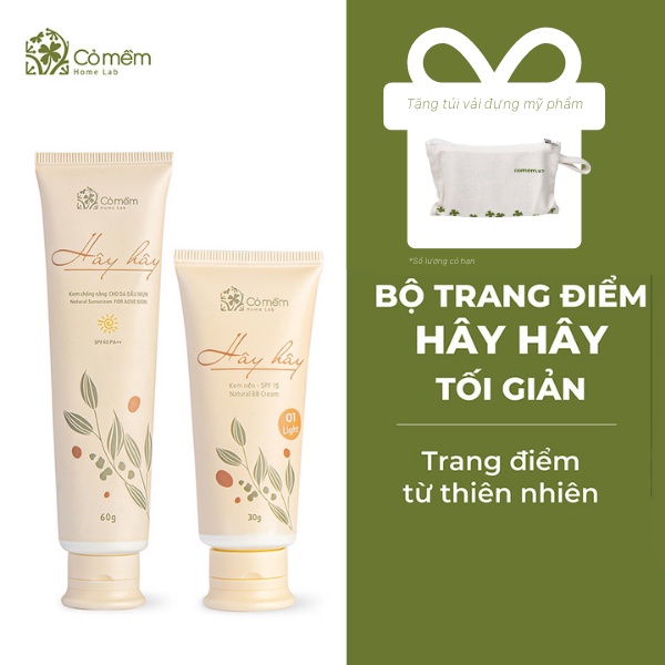 Bộ Trang Điểm Tự Nhiên 2 Bước Hây Hây Cỏ Mềm 90g