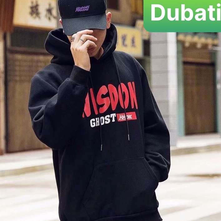 Áo Khoác Nỉ - Aos Hoodie Tay Dai From Rộng Phối Nón Kiểu Mới Mặt Quỷ Đỏ Đầu Sừng- DUBATI FASHION