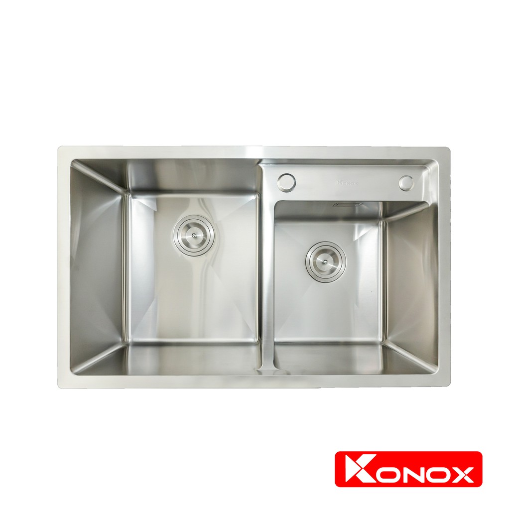 Chậu rửa bát inox KONOX Overmount Series KN7847DO, inox 304AISI, full set gồm Siphon+Giá úp bát inox