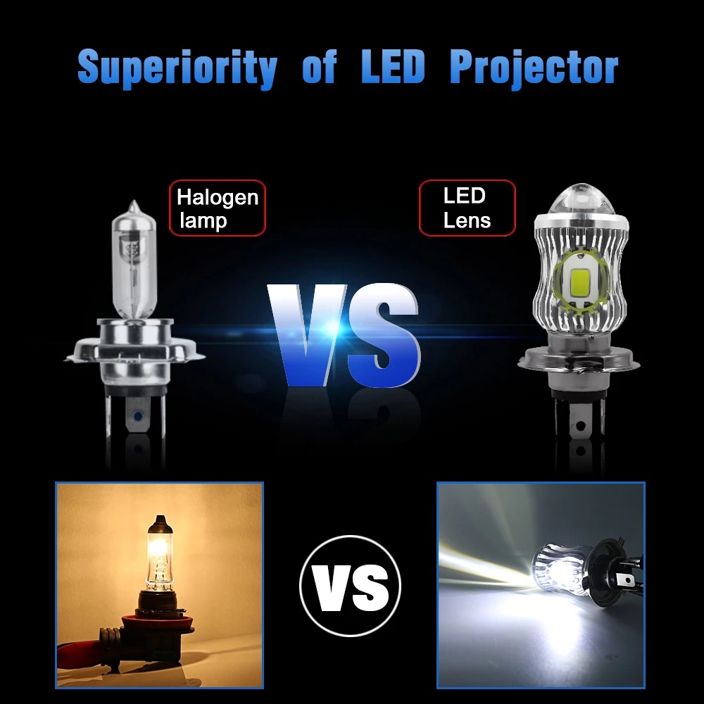 Đèn pha LED xe máy H4 H6 BA20D P15D hai màu ánh sáng trắng/ vàng chuyên dụng