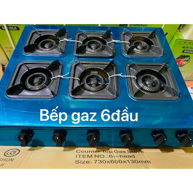 Bếp gas 6 lò chuyên dùng nấu mỳ cay, cơm niêu, bánh xèo, chế biến các món ăn - Bếp ga 6 họng - Bếp ga 6 cửa cao cấp