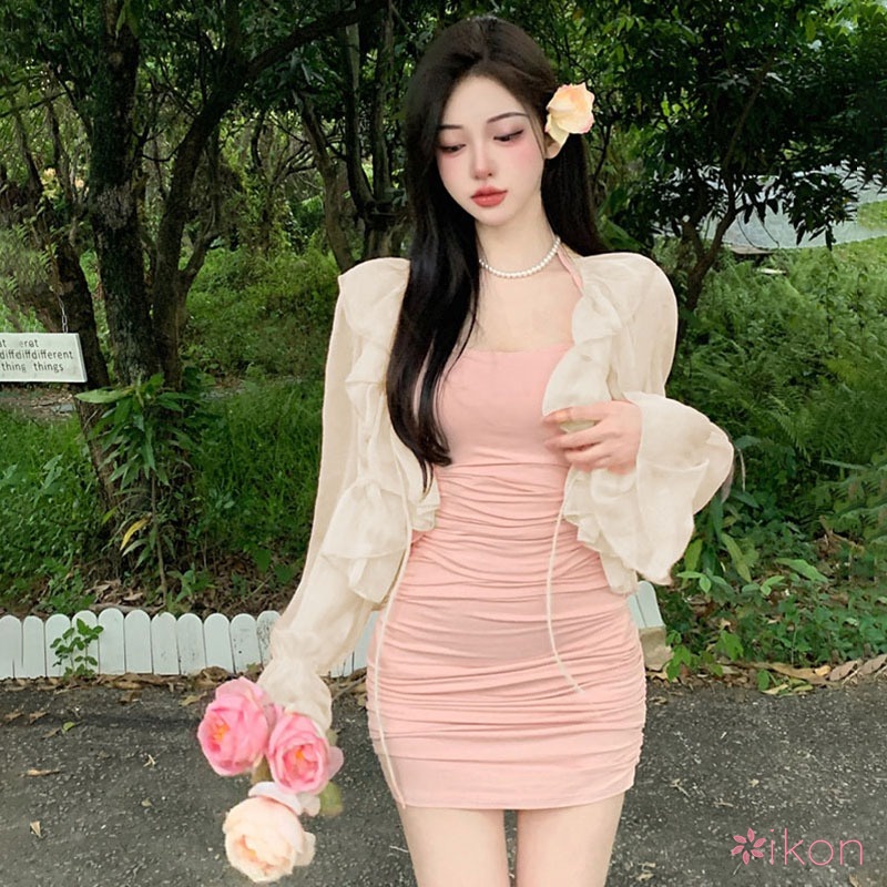 Áo Khoác Cardigan Chất Chiffon Thiết Kế Cột Dây Nữ Tính
