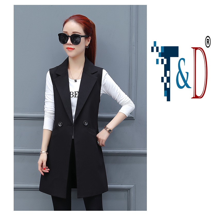ÁO VEST NỮ TÚI XÉO MÀU ĐEN
