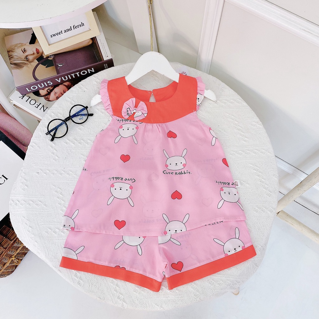 Bộ lanh lụa bé gái  Mềm mịn ít nhăn - Lanh Thái dáng baby doll