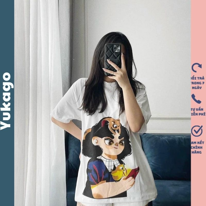 Áo phông thun nữ ZA.RA phông hình cô gái chất cotton 4 chiều thoáng mát YUKAGO