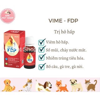 Dung dịch uống Vime FDP Vemedim ph.òng s.ổ mũi, ch.ảy nước mắt, t.iêu hóa cho gà đá, gà tre, gà nòi, bồ câu, chai 20ml