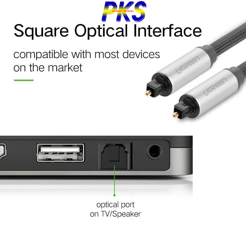 Cáp audio quang Toslink Optical bọc lưới cao cấp 1.5m Ugreen 10542