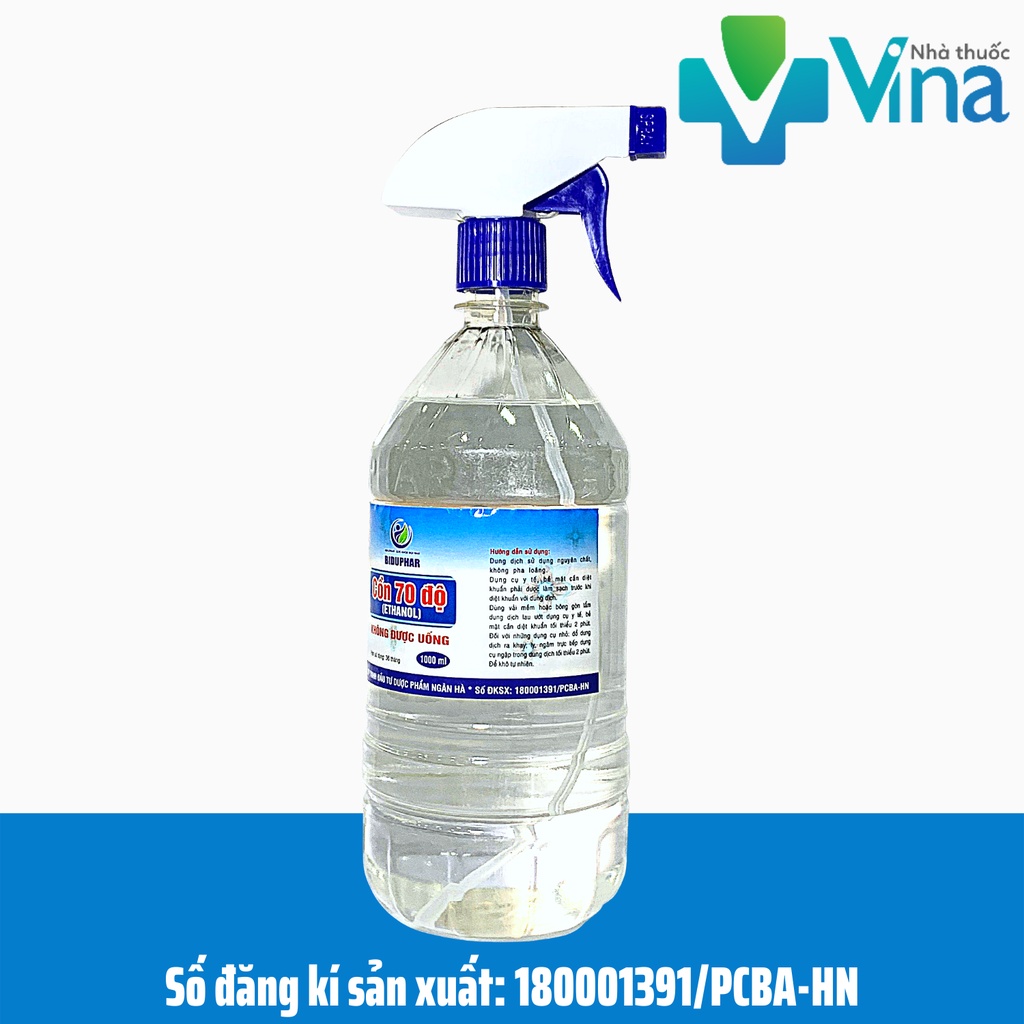 Cồn Y Tế Ethanol 70-90 Độ Sát Khuẩn, 1000ml có vòi xịt