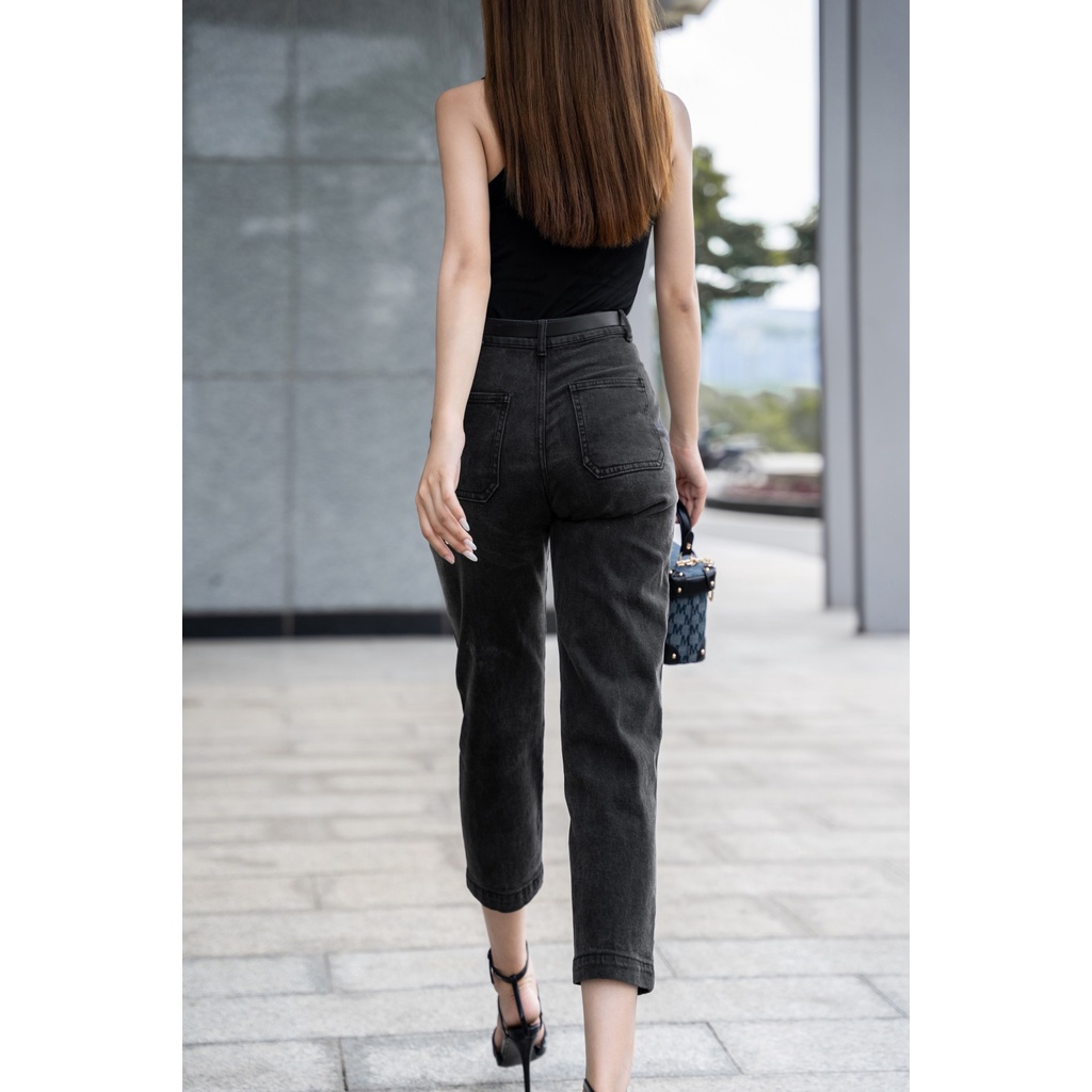 Quần Jeans Masara kiểu dang BAGGY CUT OUT hoạ tiết MÀU XÁM chuẩn phom chuẩn dáng