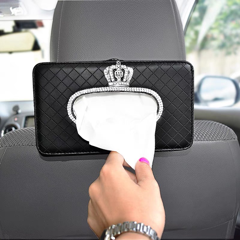 Hộp Đựng Khăn giấy trên xe ô tô - Hộp Da đựng khăn giấy treo xe ô tô