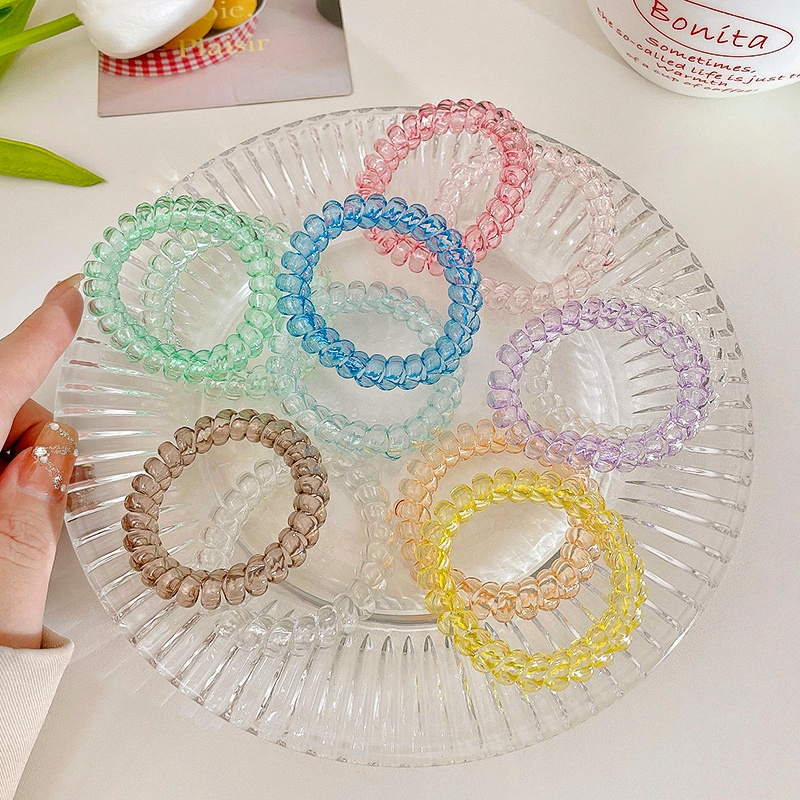 Set 2 Dây Buộc Tóc Dạng Xoắn Ốc Đơn Giản Thời Trang Hàn Quốc Không Làm Tổn Thương Tóc