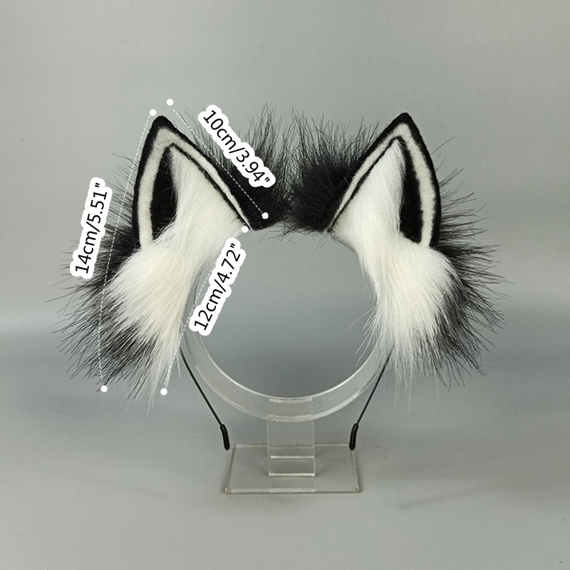 Băng Đô Cài Tóc Tai Sói Phối Lông Nhân Tạo Phong Cách Lolita