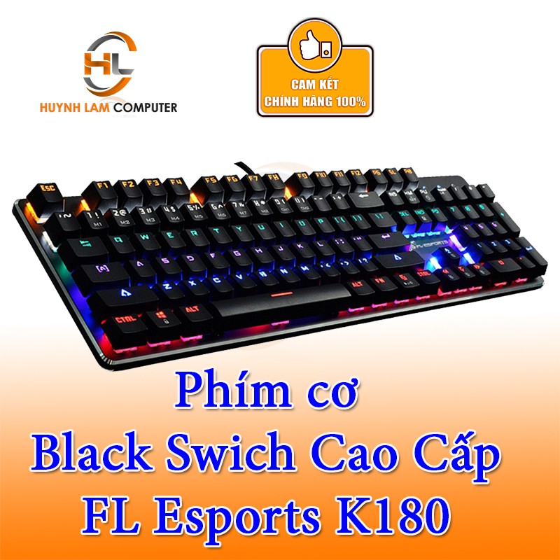 [Mã ELMS4 giảm 7% đơn 500K] Bàn Phím Cơ-Bàn Phím Cơ Black Swich Cao Cấp FL Esports đen Led K180