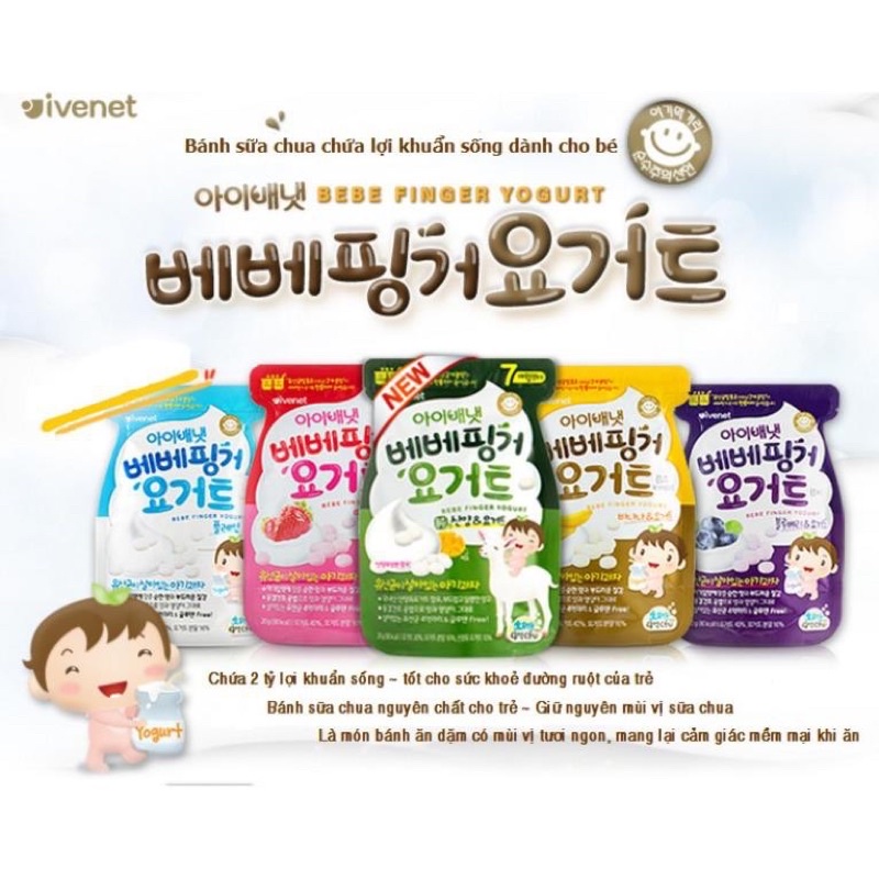 DATE 03/2024 Sữa chua khô Ivenet Hàn Quốc cho bé từ 7m