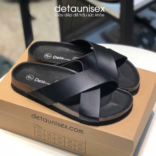 Dép đế trấu Detaunisex đi mưa màu Đen lót Đen thời trang