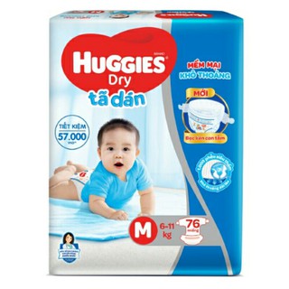 Bỉm dán, tã dán Huggies Dry size M 76 miếng - Hàng chính hãng