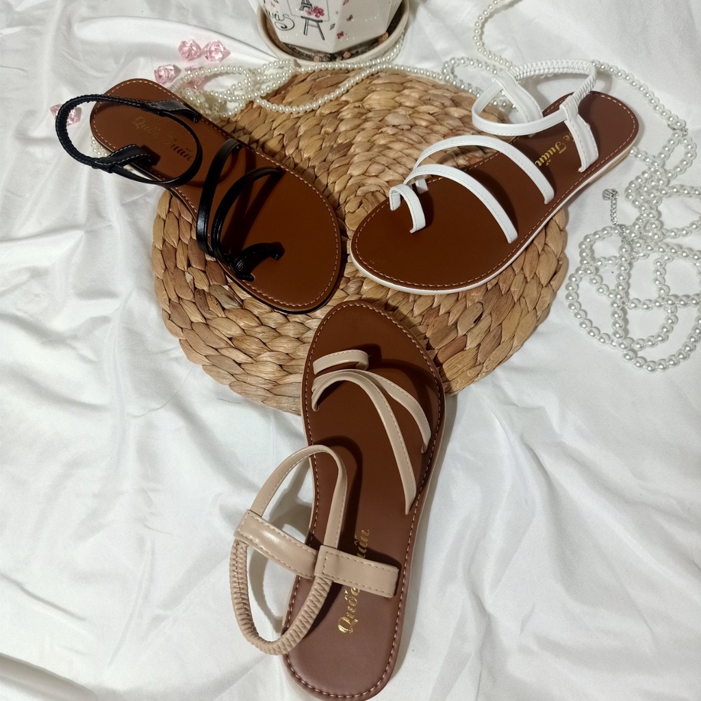 Dép sandal nữ 2 quai chun xỏ ngón cách điệu trẻ trung hình chụp thật_TB2Q xỏ