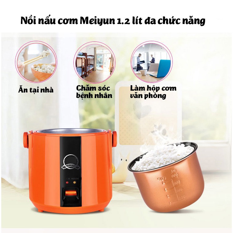 [BẢO HÀNH 1 NĂM] NỒI CƠM ĐIỆN MINI THỂ TÍCH LÀM HỘP CƠM VĂN PHÒNG 1.2L MEIYUN B12-A NẤU CƠM HÂM NÓNG NẤU CHÁO HẦM XƯƠNG | BigBuy360 - bigbuy360.vn