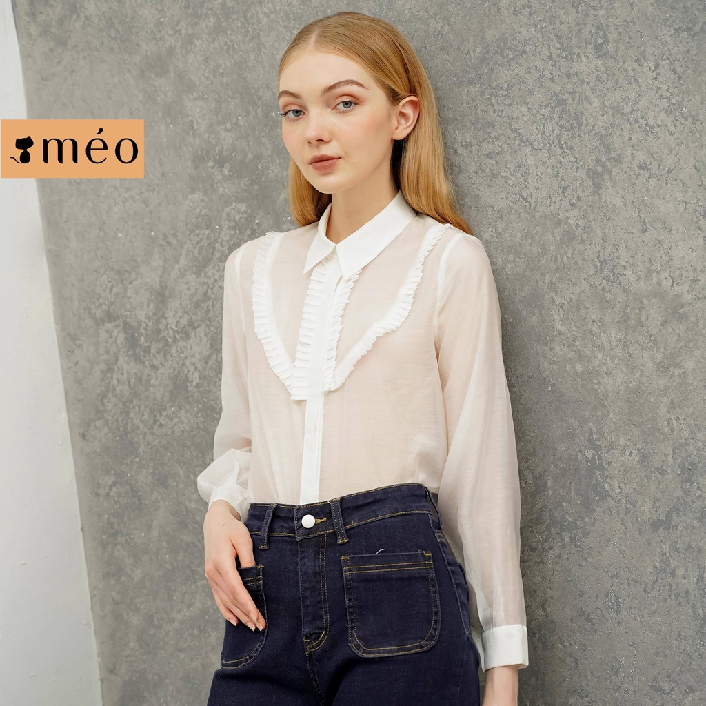 Áo sơ mi công sở nữ Méo shop phong cách Hàn Quốc dài tay Muslin