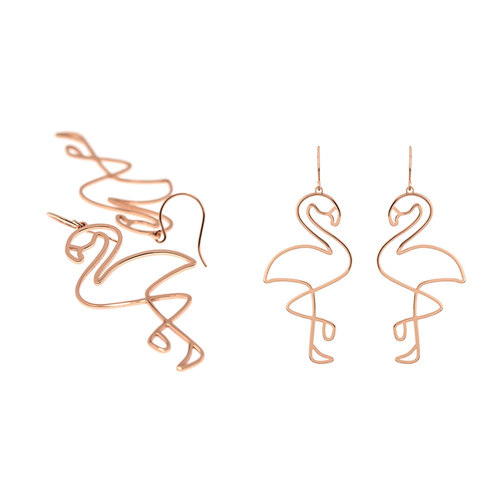 CREATIVE Bông Tai Hình Chim Hồng Hạc Sáng Tạo Cho Nữ