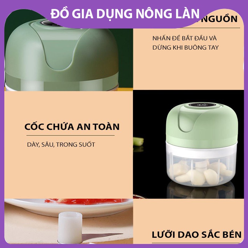 Máy xay đa năng mini, xay tỏi ớt, xay các laoị gia vị dung tích 250ml NL Shop, sạc pin tích điện tiện lợi