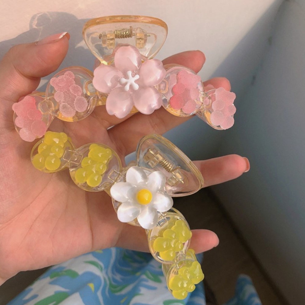 Kẹp Tóc Nhựa Hình Bông Hoa Màu Vàng Phong Cách Hàn Quốc Mới Cho Nữ