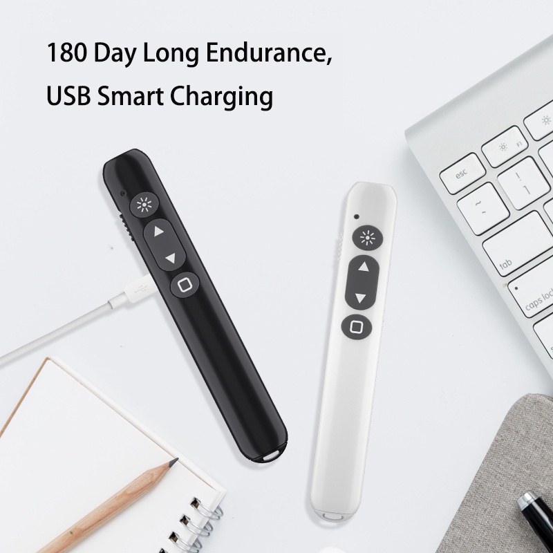 Bút Trình Chiếu Điều Khiển Từ Xa 2.4Ghz Cổng Sạc USB Không Dây Dùng Cho PowerPoint