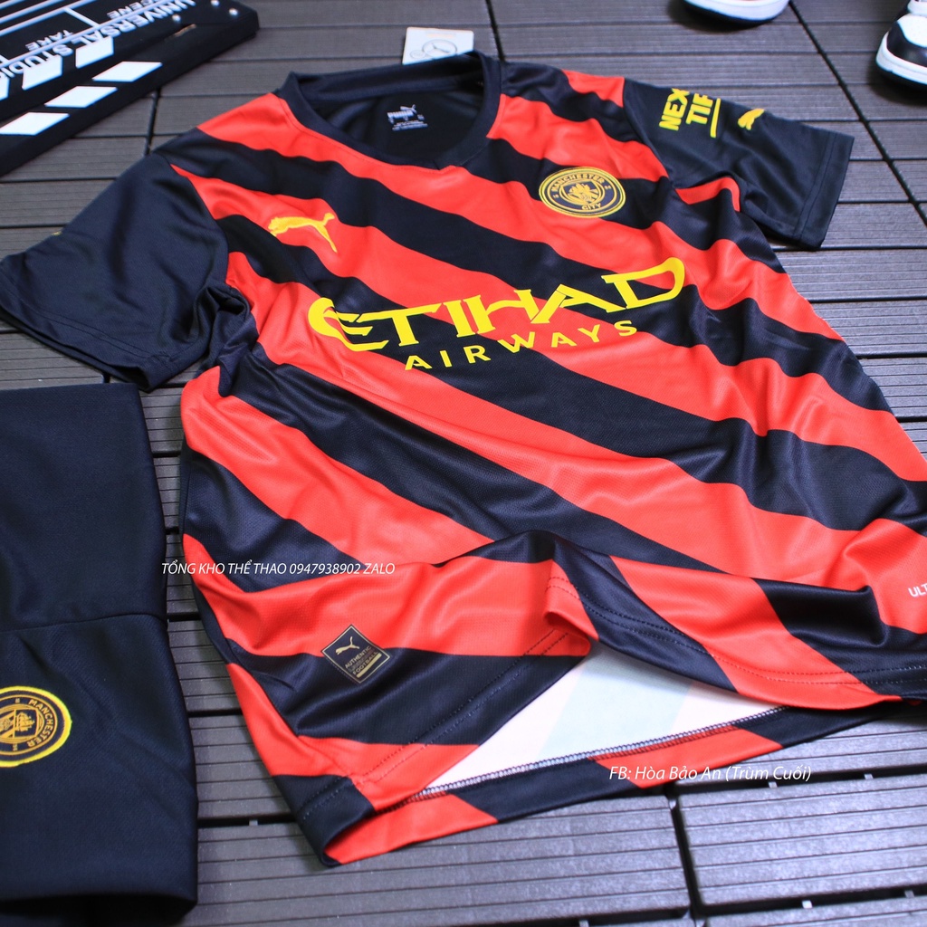 Bộ thể thao nam Manchester city Sân Khách - đồ đá banh nam ngắn tay Man city sân nhà 23/24 màu Xanh