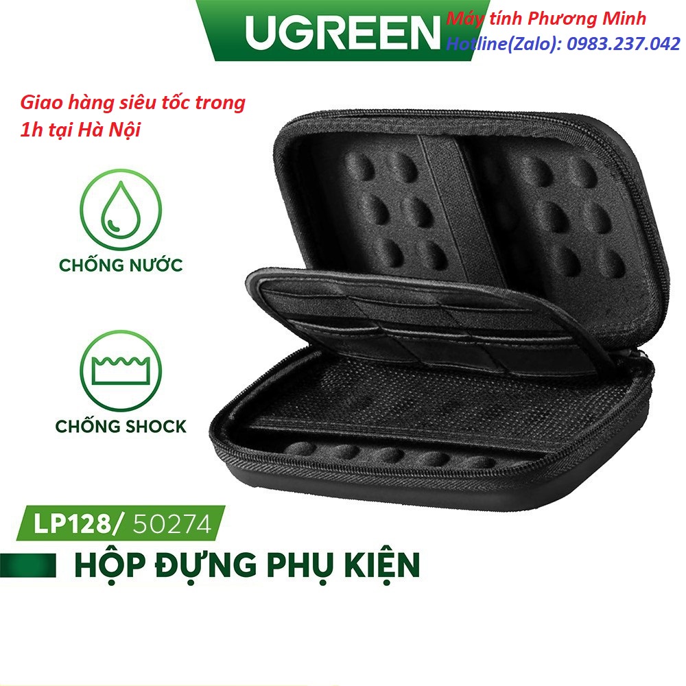 Hộp đựng đa năng cho ổ cứng di động 2,5 inch và các phụ kiện dây cáp sạc Ugreen 50274 -Hàng cao cấp chính hãng