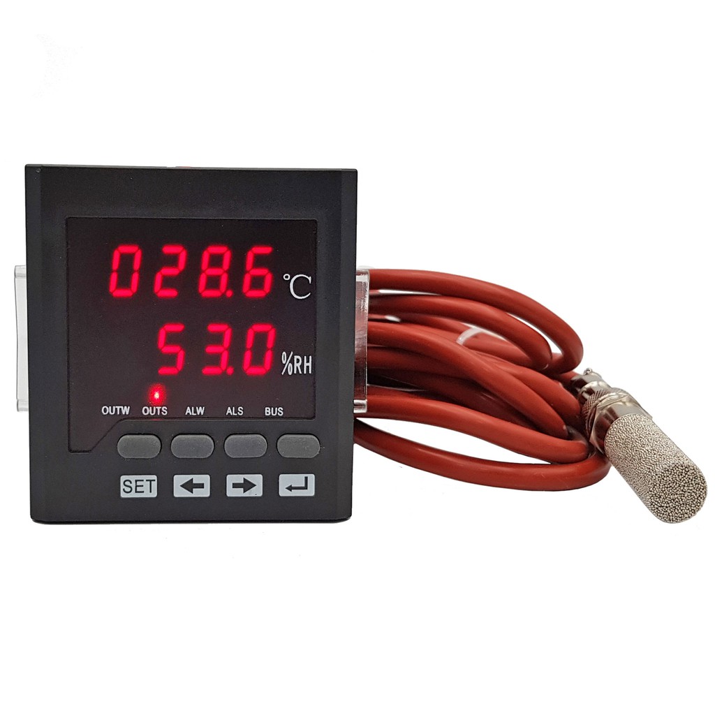 Bộ khống chế điều khiển nhiệt độ và độ ẩm CJ-602 với sensor  vỏ bọc kim loại, có ngõ ra báo động, cảm biến chống ẩm IP55