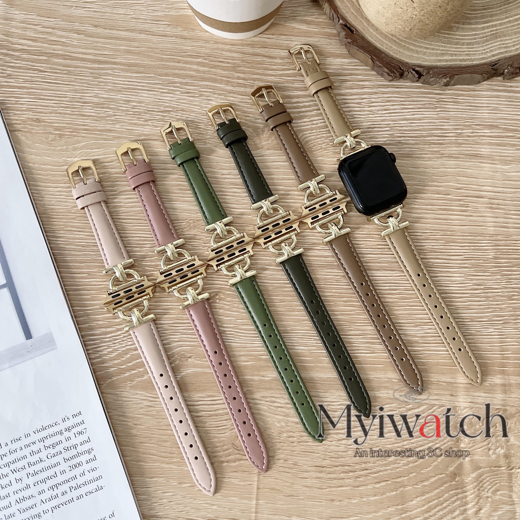 Dây Da Đeo Đồng Hồ 41mm 45mm 40mm 44mm 38mm 42mm iwatch Series 8 7 SE 6 5 4 3 2 1