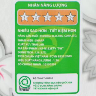 Nồi cơm điện Sharp 1.8 lít KS-N182ETV