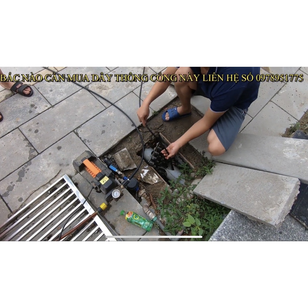 Cuộn Dây Thông Tắc Cống Bằng Áp Lực Nước Sử Dụng Máy Rửa Xe Gia Đình Đã Kèm Đàu Van Miền Bắc