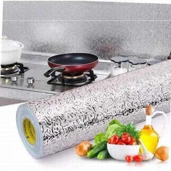 Giấy dán bếp tráng nhôm chống thấm màu bạc nhà bếp tiện dụng | WebRaoVat - webraovat.net.vn