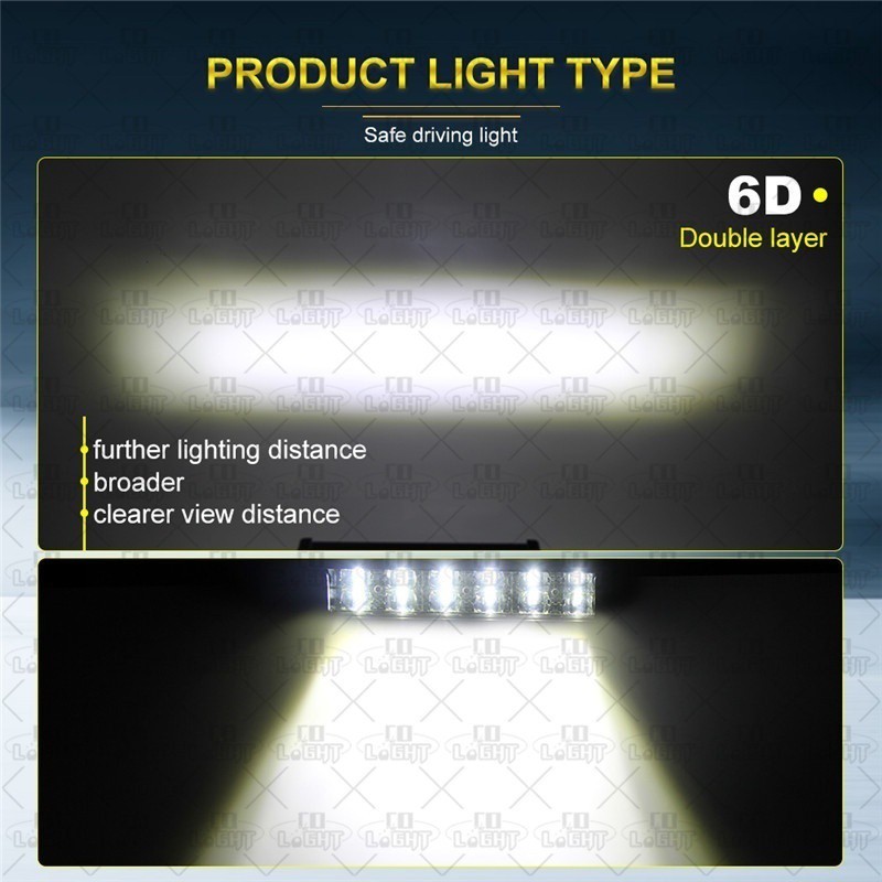 UNI-SHINE Thanh đèn offroad 6D 180W Đèn LED làm việc mỏng Thanh LED cho xe đầu kéo Lada 4WD 4x4 Xe tải SUV ATV 12V 24V