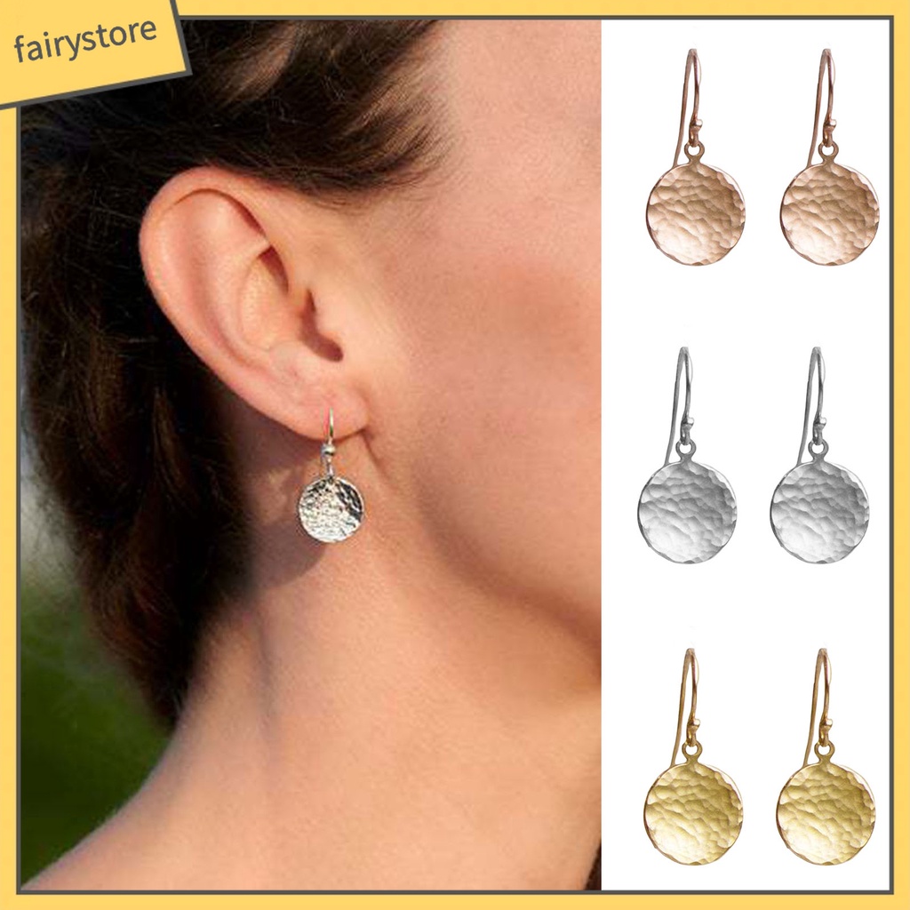 1 Đôi Bông Tai Tròn Bằng Kim Loại Mạ Màu Thời Trang Tiệc Cưới